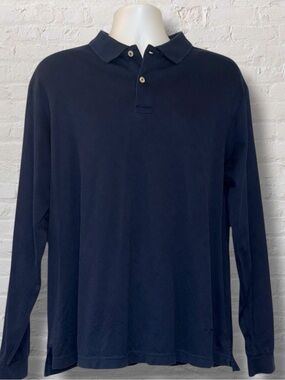 Daniel Cremieux Classic Fit Long Sleeve Polo  Men’s L Navy Blue Diamond Pattern